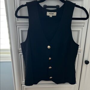 Black Sleeveless Women's vest with gold buttons